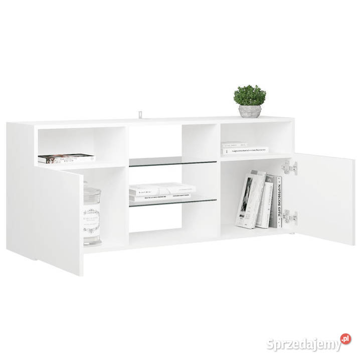 Szafka TV z oświetleniem LED biała 120x30x50 RTV