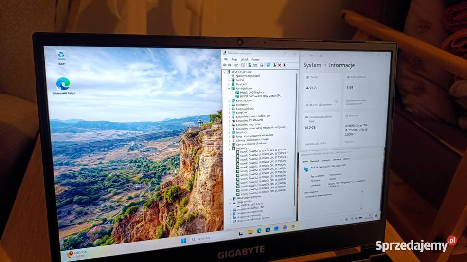 Gigabyte 244Hz RTX 3060 I5 10500H 16RAM 512SSD Kraków