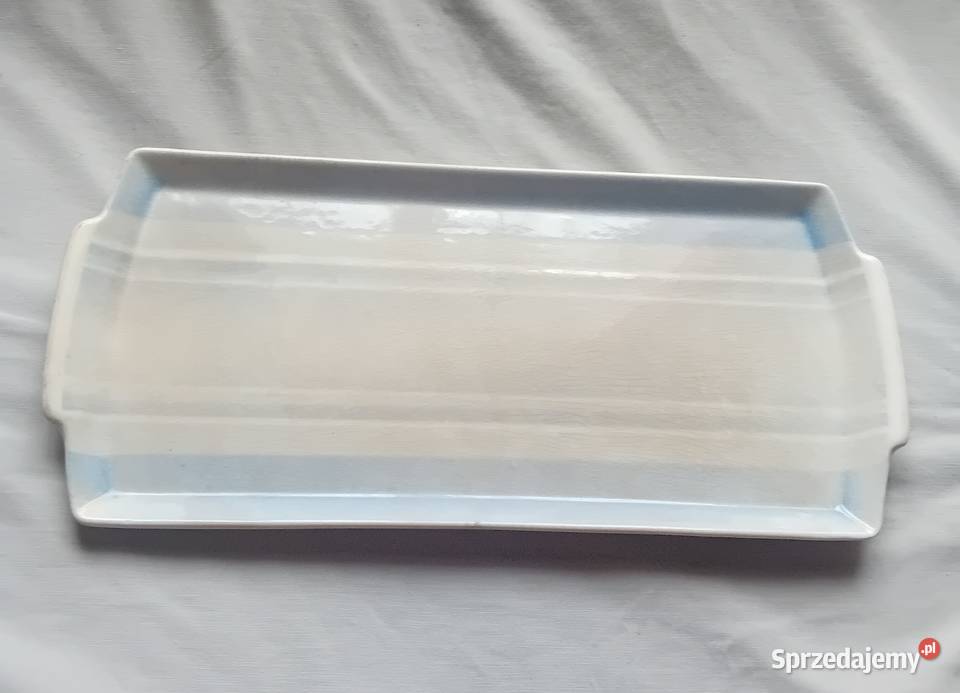 Prostokątna fajansowa taca art deco Spritzdekor