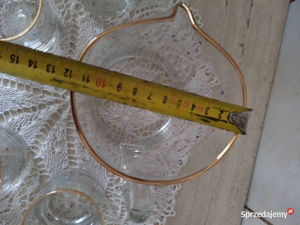 Dzbanek 4 szklaneczki w kropeczki lata 60 Porcelana i szkło Nakło nad Notecią