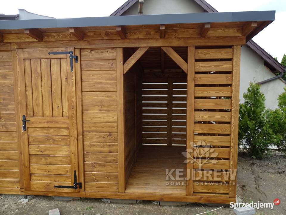 Nowoczesny domek narzędziowy z drewutnią Piła Pierwsza