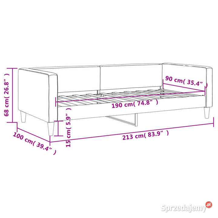 Sofa z funkcją spania jasnoszara obita tkaniną Warszawa