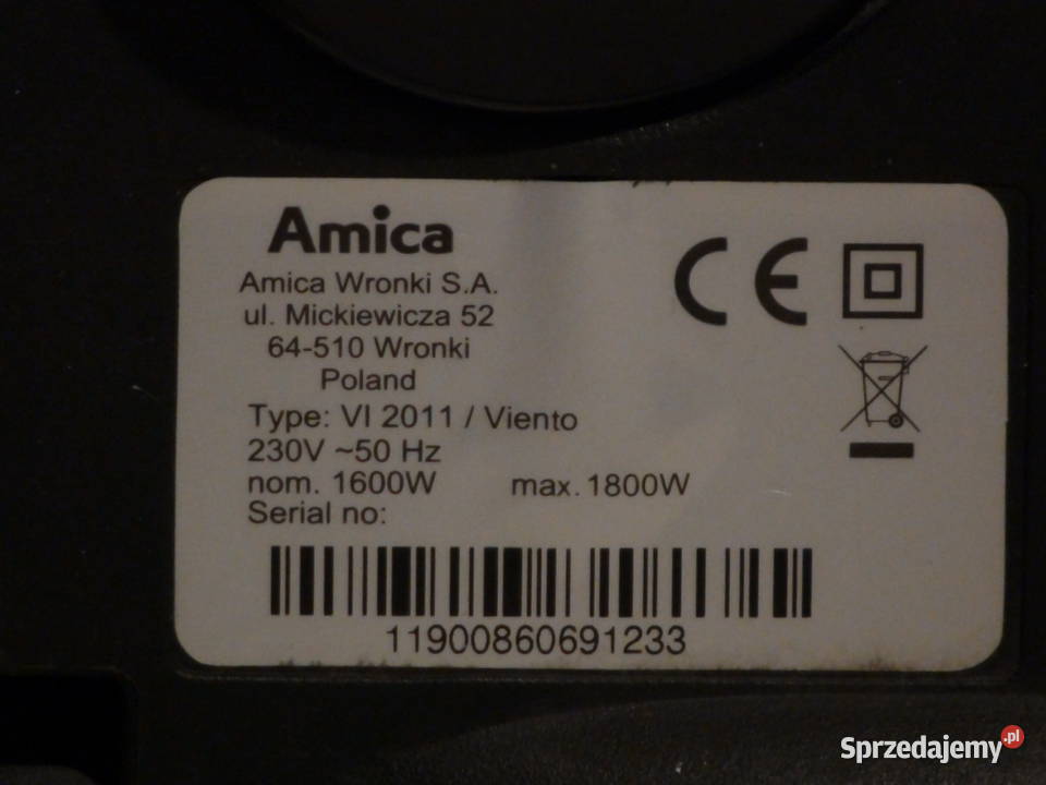 Odkurzacz brązowy Amica Viento 1000W Knurów sprzedam