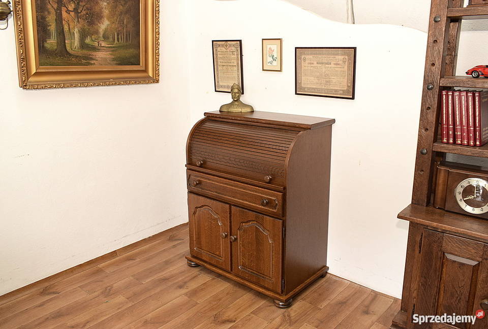 ZGRABNY DĘBOWY SEKRETARZYK ROLETA BIURKO Świdnica