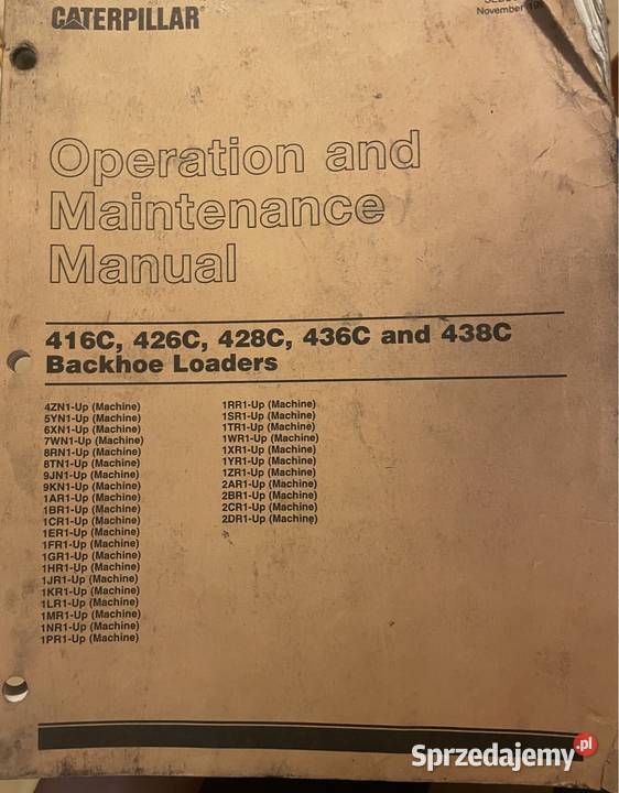 Instrukcja obsługi CATERPILLAR koparkoładowarka małopolskie Biczyce Górne sprzedam
