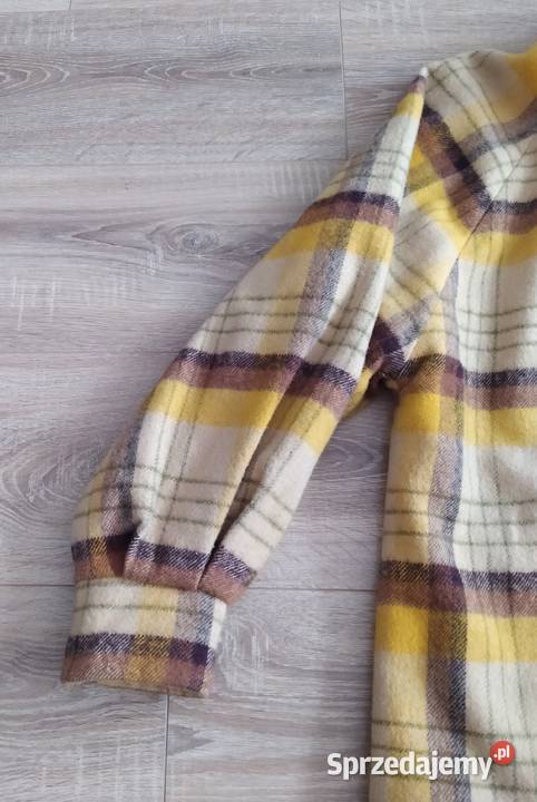 Płaszcz damski KRATA żółto brązowy