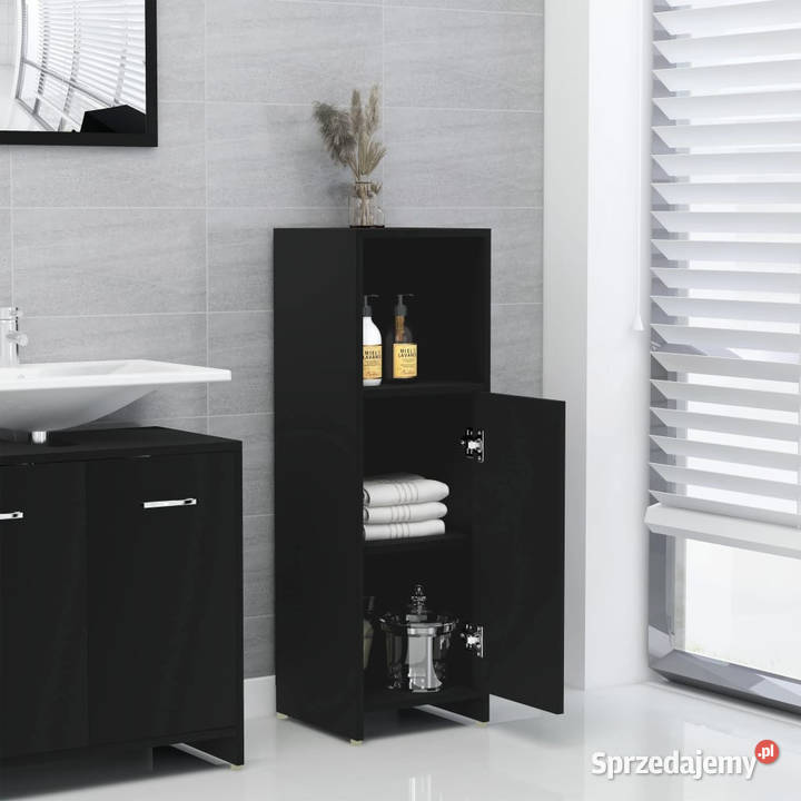 Szafka łazienkowa czarna 30x30x95 materiał