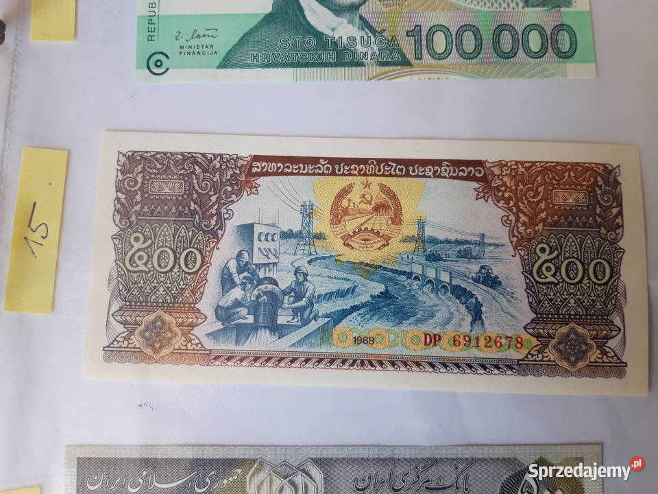 Banknot kolekcjonerski Iran Laos Chorwacja Ruda Śląska