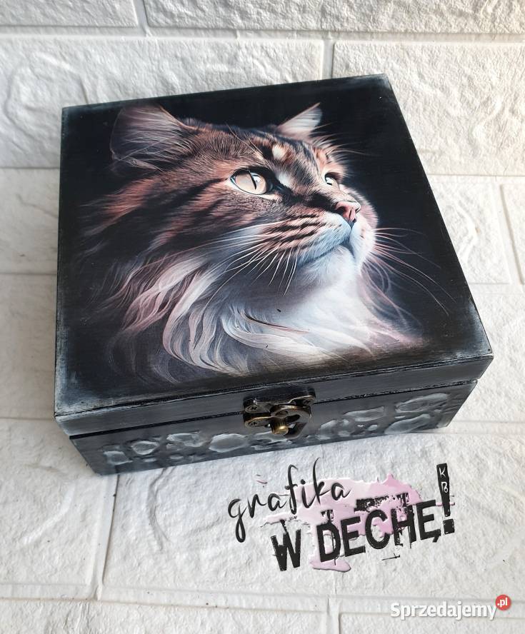 Szkatułka pudełeczko z kotem decoupage Kraków sprzedam