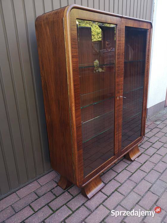 Witryna Biblioteka Serwantka ARTDECO Orzech Antyki, Sztuka, Kolekcje