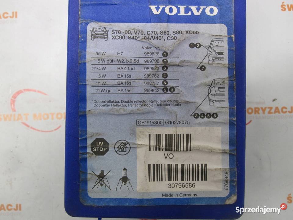 VOLVO S70 V70 C70 S60 S80 XC90 zestaw żarówek