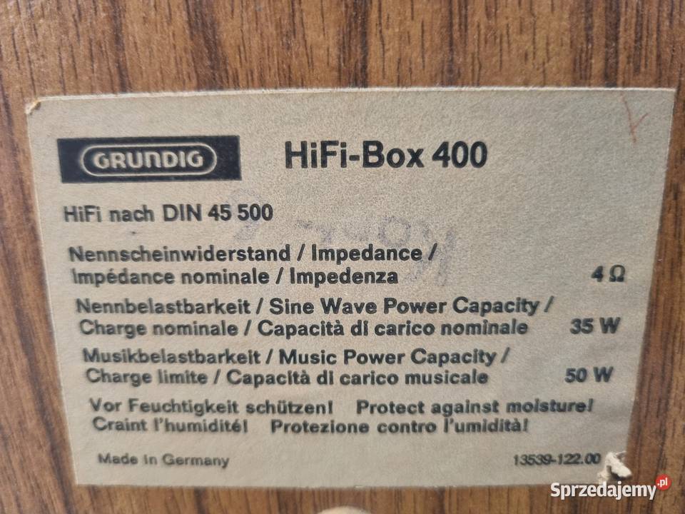 Kolumny GRUNDIG HiFiBOX 400 piękny dzwięk pomorskie Solnica