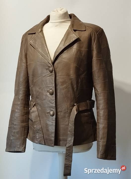 Vintage jasno brązowa kurtka z łatek LXL