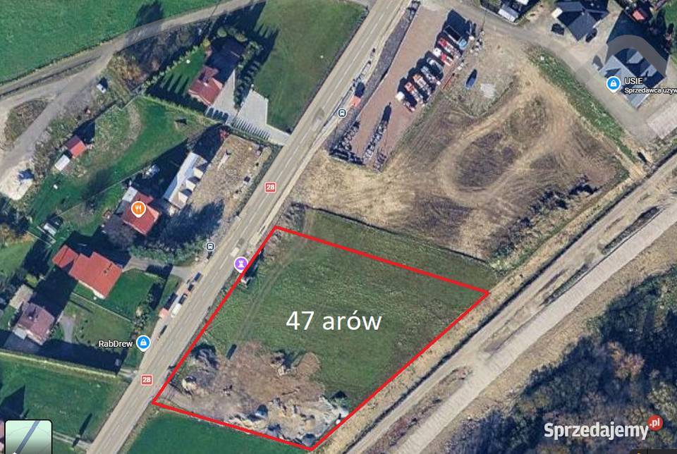 Działka komercyjna do wynajęcia DK 28 w Rabie handlowo-usługowa Grunty i działki
