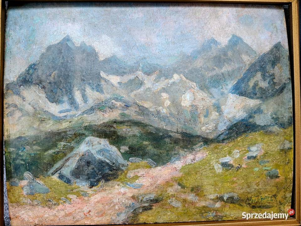 Stary obraz olejny Góry Kartuzy