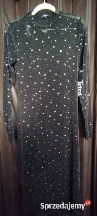Sukienka czarna brokatowa markowa Trixxi z USA długi Wrocław
