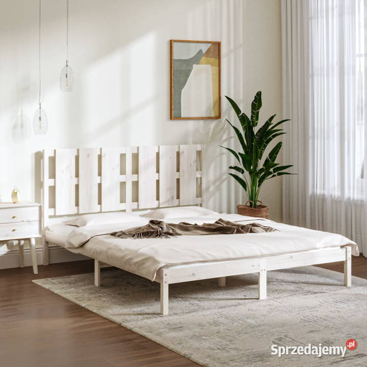 Rama łóżka biała lite drewno sosnowe 160 x 200 mazowieckie Warszawa