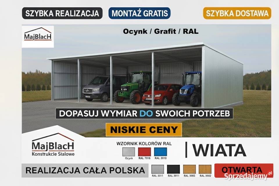 WIATA OCYNKOWANA Garaż Blaszany Ocynk RAL blacha Nieruchomości Świdwin