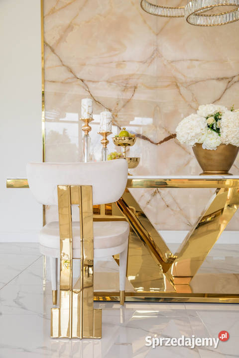 Krzesło Designerskie EMPIRE Beżowe Welurowe Warszawa