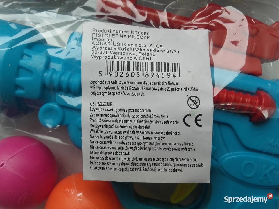 Pistolet zabawka na lekkie piłeczki plastikowe czerwony Pozostałe Bydgoszcz sprzedam