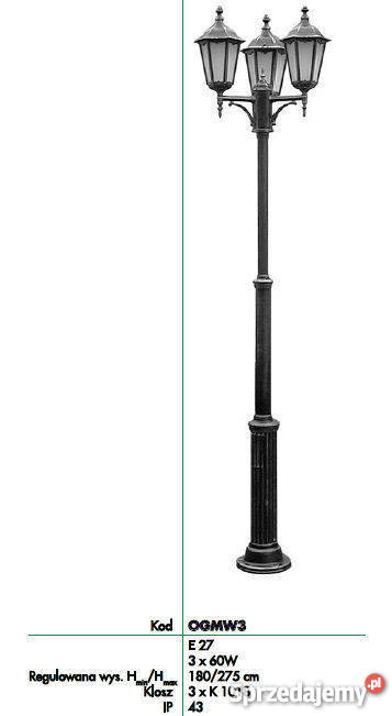 Stylowa masztowa lampa ogrodowa Retro Classic małopolskie Miechów