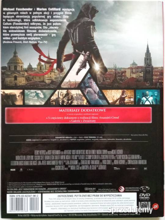 Assassins Creed DVD Michael Fassbender Jeremy Łódź sprzedam