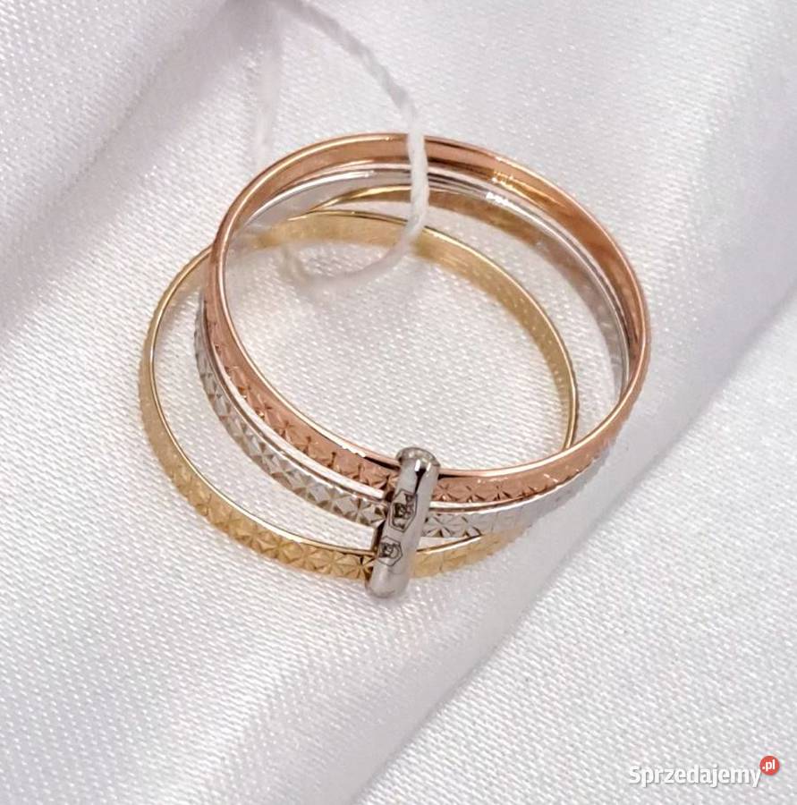 Pierścionek r12 Złoty pr585 3obrączki 3kolory złote Poznań