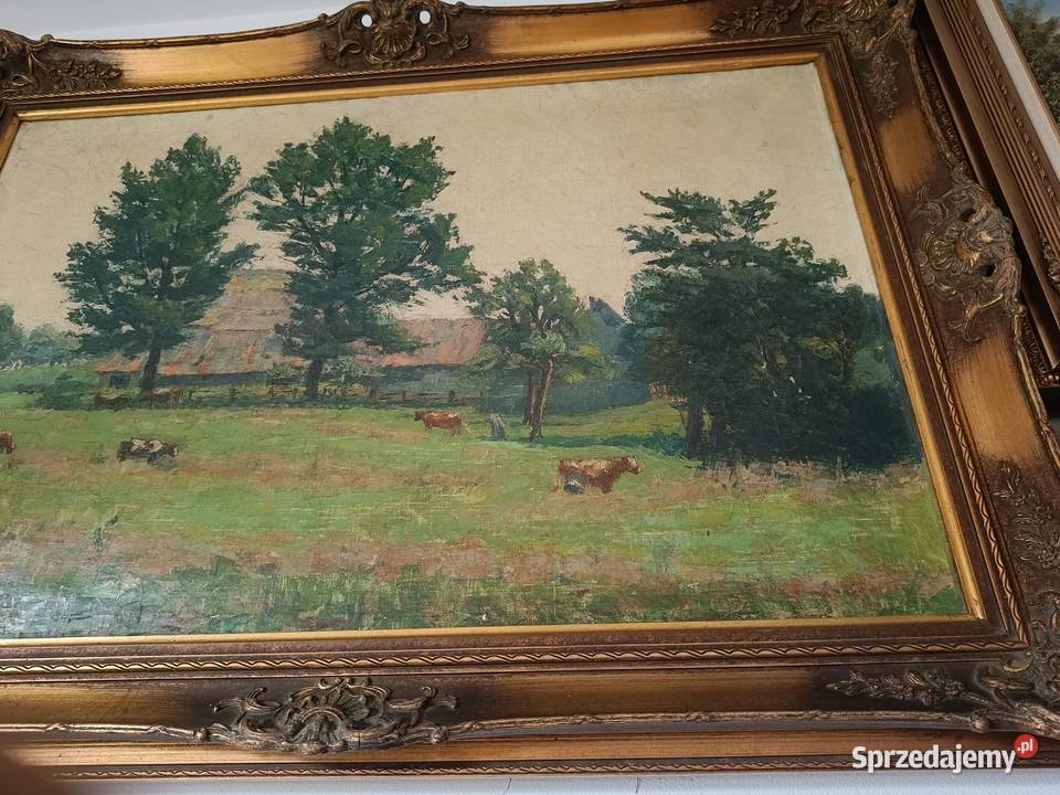 Stary obraz olejny na płótnie Ernsta Kellera w Lipno