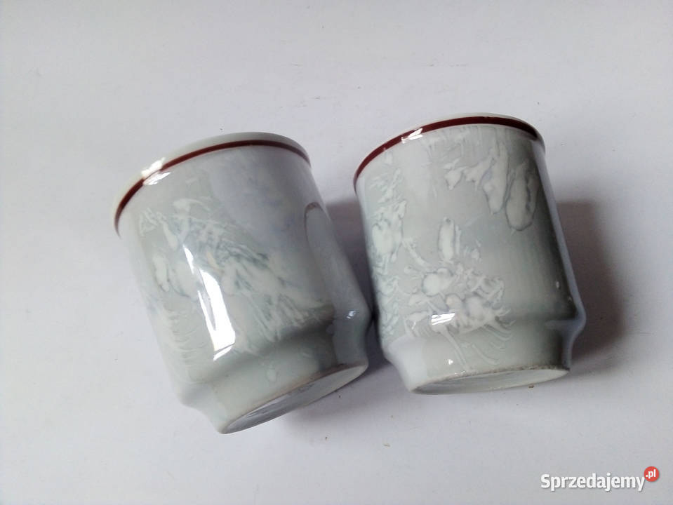 dwa marmurkowe kubki Chodzież vintage PRL Częstochowa