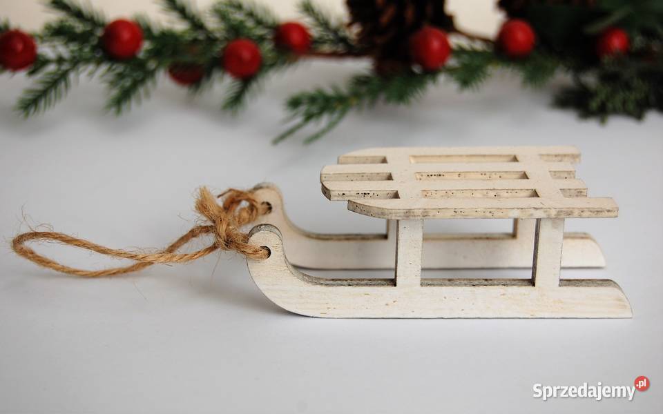 Sanki drewniana zawieszka ozdoba Finlandia