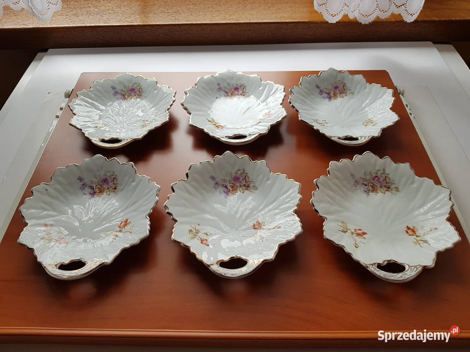 6 x stare porcelanowe konfiturówki w kształcie Dąbrowa Górnicza