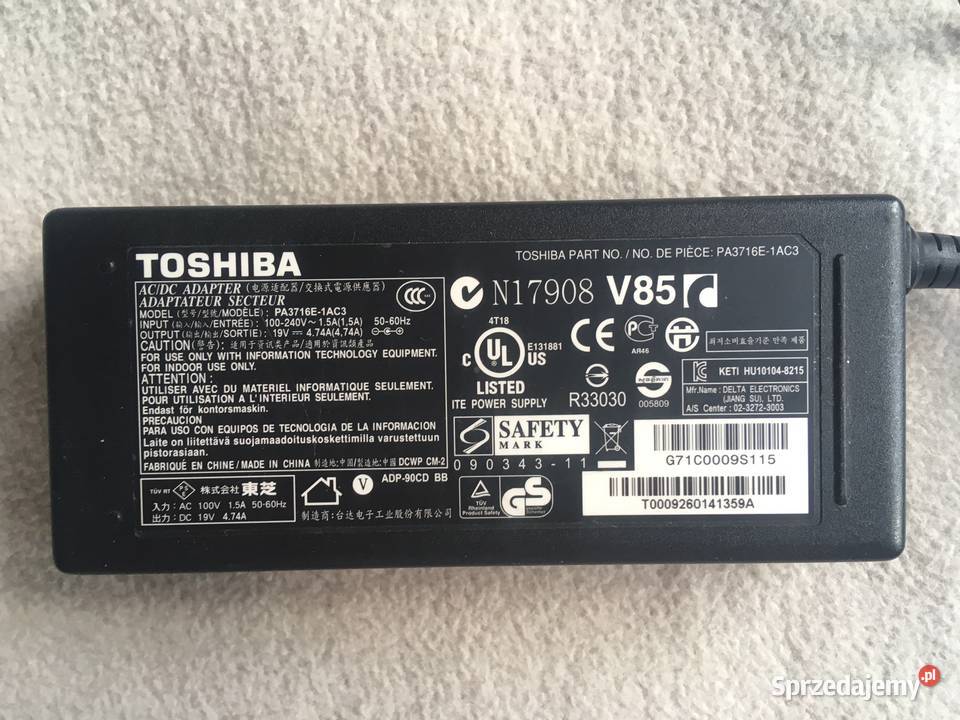 Zasilacz ładowarka TOSHIBA N17908 V85 Oryginał zachodniopomorskie Kołobrzeg