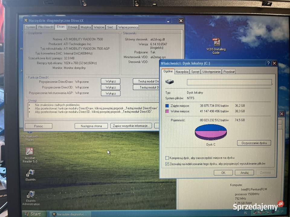 Zabytkowy laptop IBM ThinkPad T40 2373 Brzana