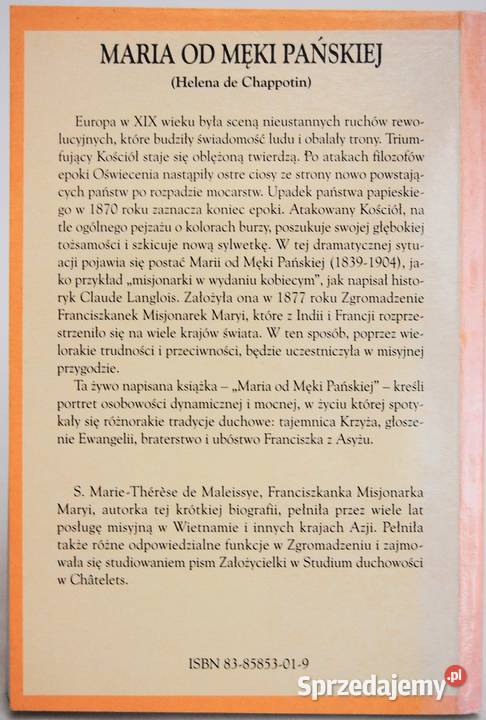 Maria Męki Pańskiej Marie Therese de Maleissye Zegarki i Biżuteria Lublin