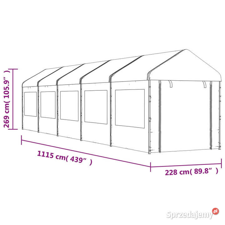 Namiot ogrodowy z dachem biały 1115x228x269 m Warszawa