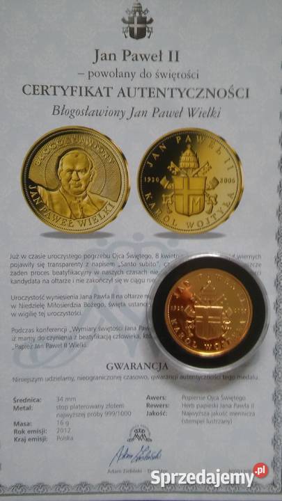 Medal Błogosławiony Jan Paweł Wielki sprzedam