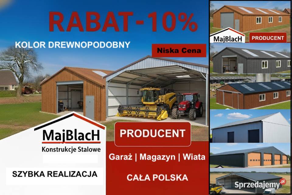 A128Otwarty Garaż Blaszany Dwuspadowy Złoty Dąb Sprzedaż Słupsk