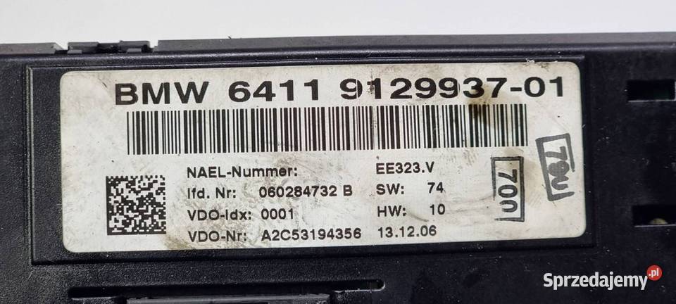 PANEL KLIMATYZACJI BMW SERIA 1 E87 6411912993701 Części samochodowe Lipno sprzedam