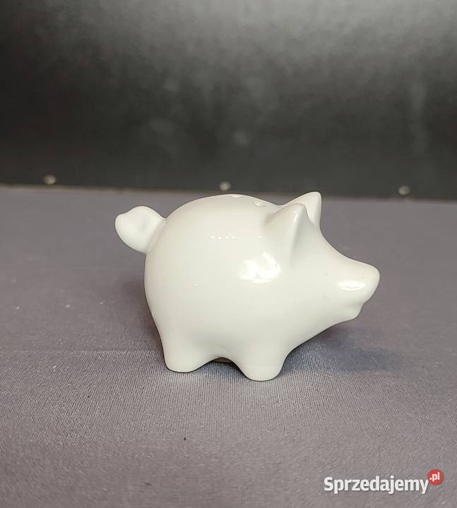Solniczka świnka ceramiczna biała mini Jasień