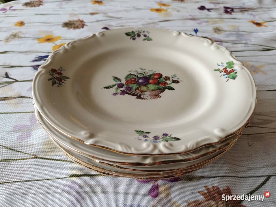 PRL talerze deserowe Tułowice 5 owoce Łódź