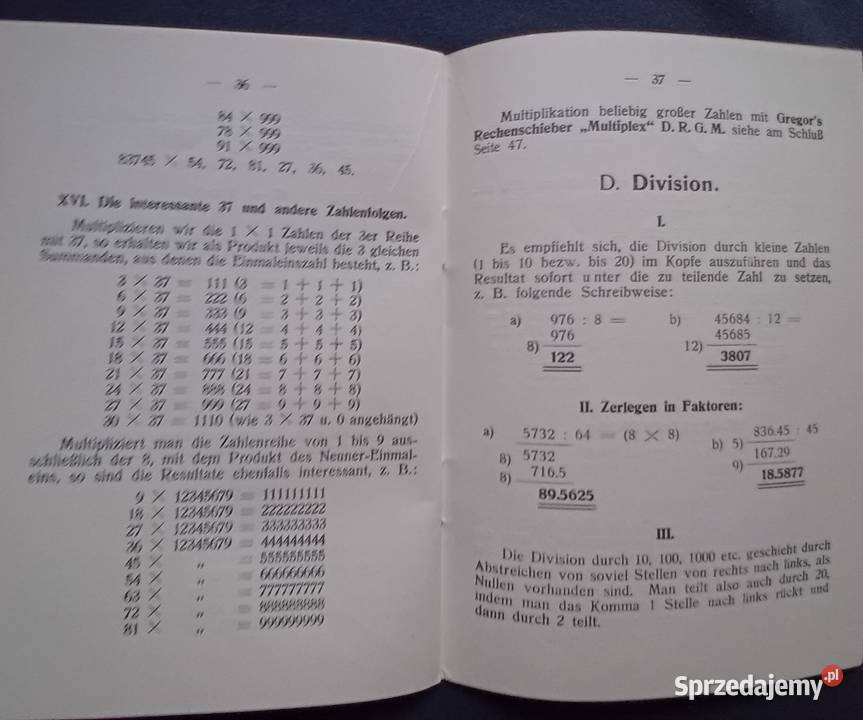 Die Kunst des Schnellrechnens Multiplex DRGM A Antyki, Sztuka, Kolekcje
