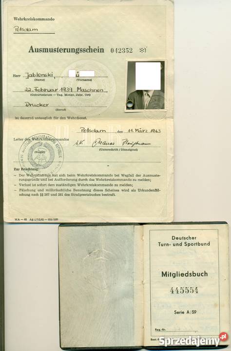Facharbeiterzeugnis Mitgliedsbuch dokumenty wielkopolskie Ostrów Wielkopolski