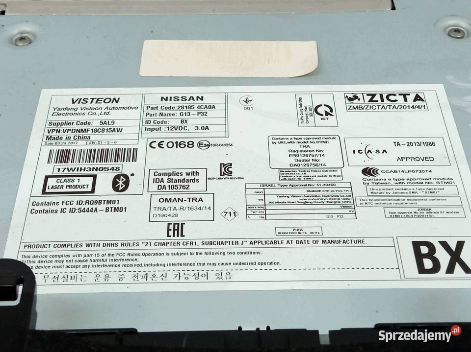 RADIO J11 281854CA0A Nissan Qashqai II 2013 Wyposażenie wnętrza świętokrzyskie