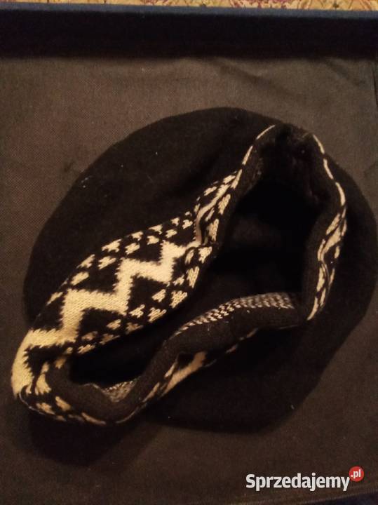 Beret czarny z wzorkiem Vintage Dla kobiet Warszawa sprzedam