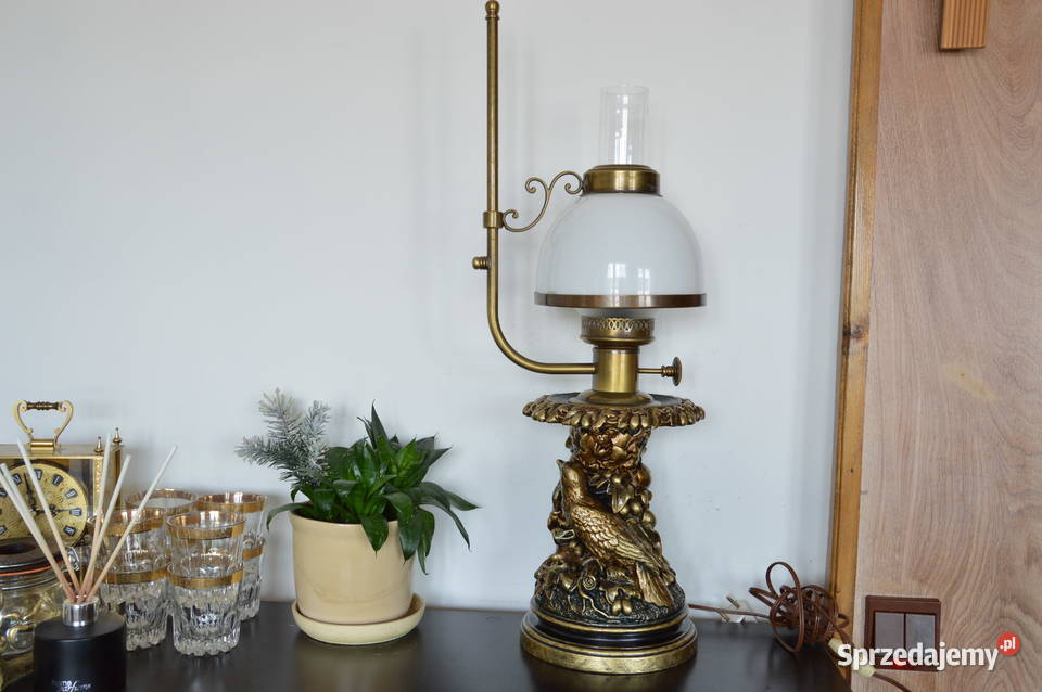 elektryczna lampa naftowa z sokołem ceramika Jastrzębie-Zdrój