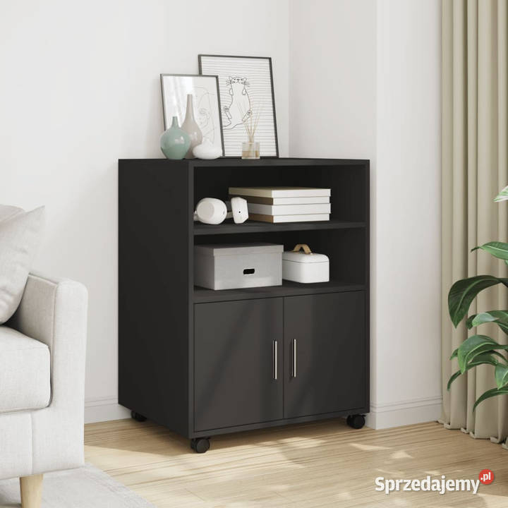 Szafka na kółkach czarna 60x48x81 materiał