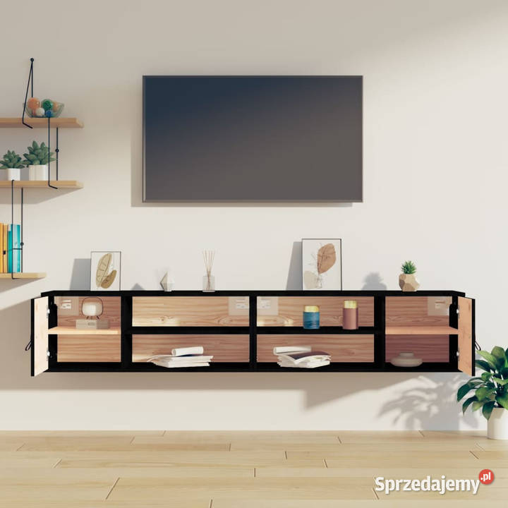 Szafki ścienne 2 czarne 80x30x30 lite drewno Dom i Ogród Warszawa