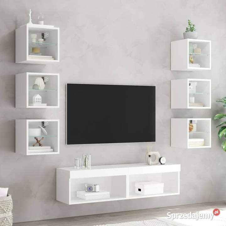 8częściowy zestaw mebli TV z LED biały WM3216633 Warszawa