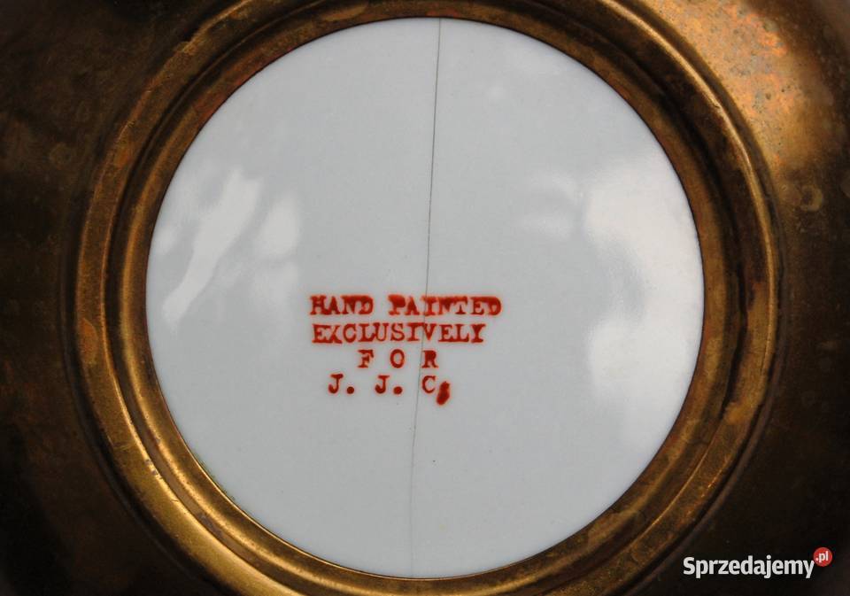 Patera orientalna porcelana biskwit mosiądz wielokolorowy