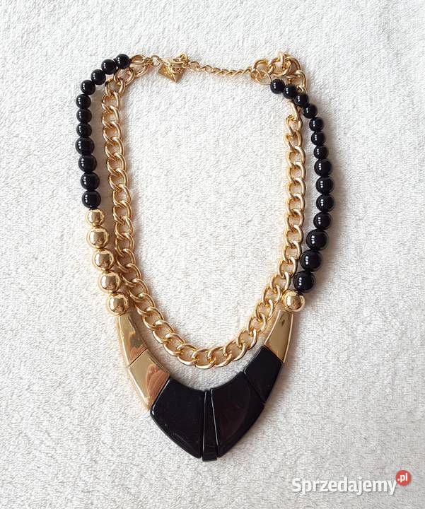 Naszyjnik kolor złoty czarny duży kolia Szczecin